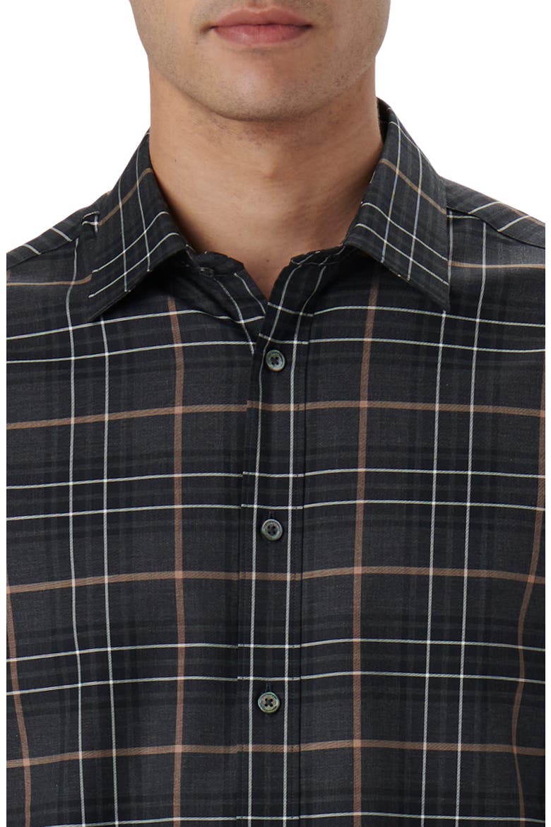 Julian Plaid Print Cotton Button-Up Shirt, Alternate, color, BLACK