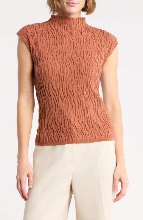 Animal Jacquard Stripe Cap Sleeve Sweater