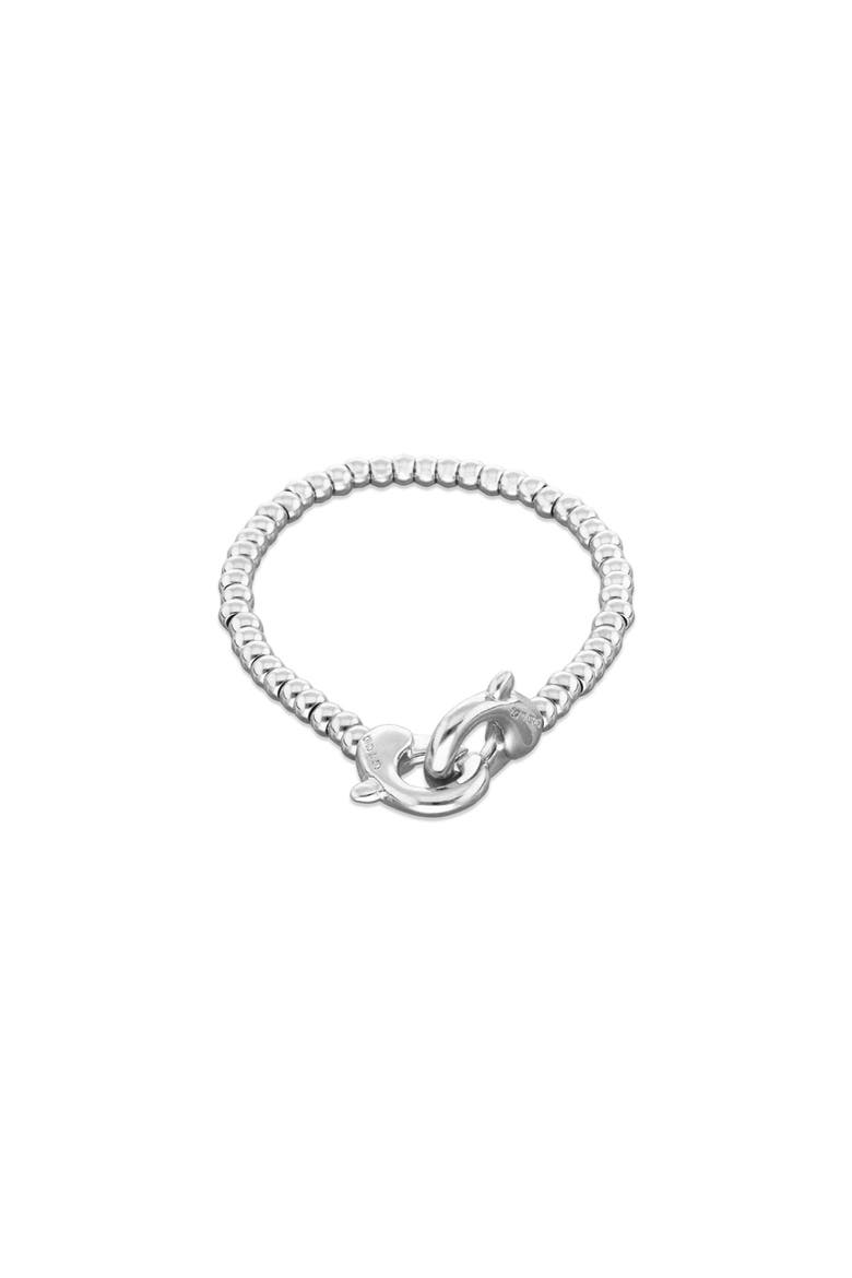 Sterling Silver Plated Small Ball Bracelet with interlocking Carabiner, Main, color, Silver