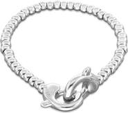 UNODE50 Sterling Silver Plated Small Ball Bracelet with interlocking Carabiner