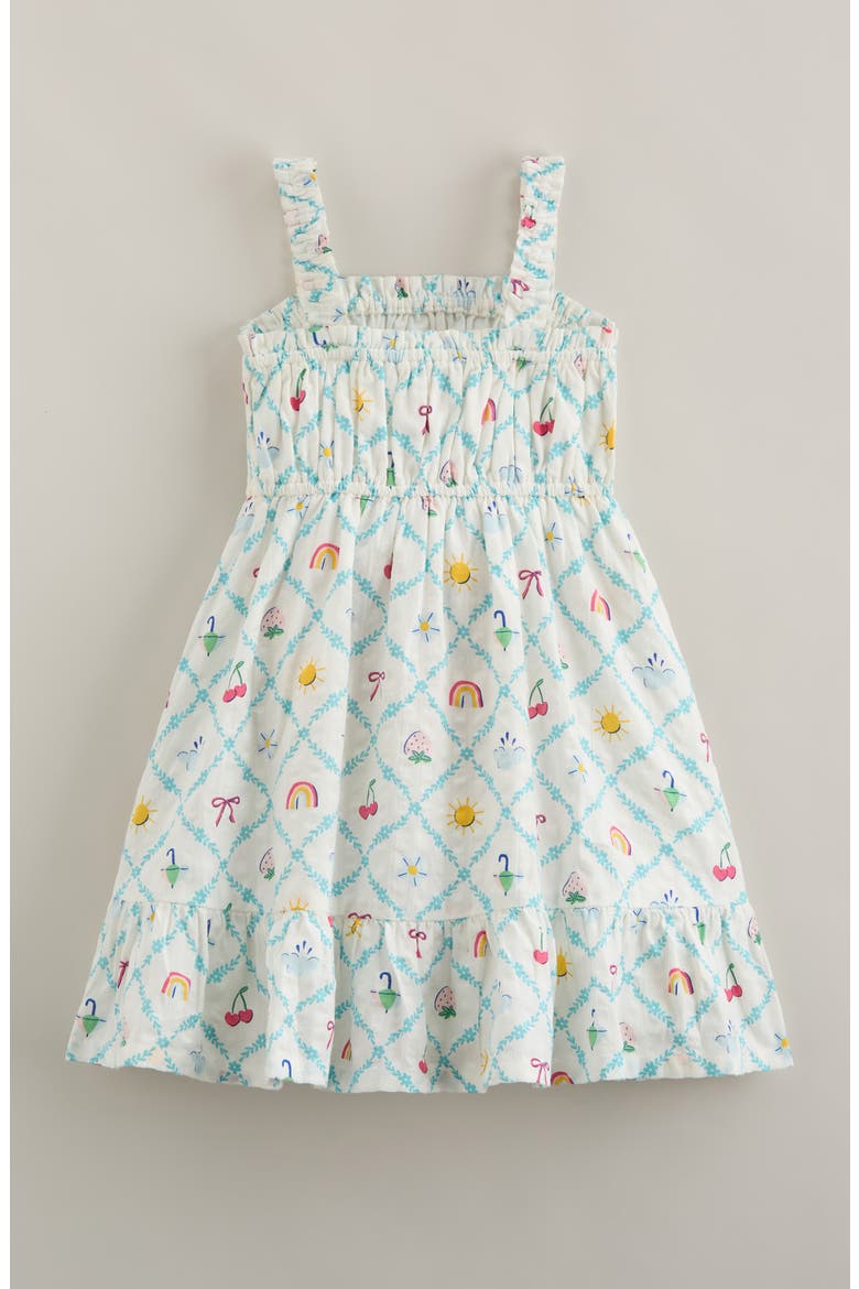 Kids' Print Ruffle Cotton Sundress, Alternate, color, IVORY EGRET DIAGONAL FLORAL