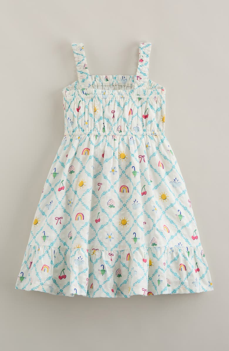 Tucker + Tate Kids' Print Ruffle Cotton Sundress, Alternate, color, Ivory Egret Diagonal Floral