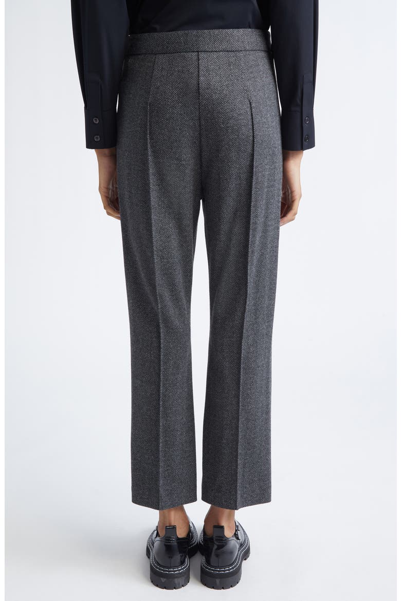Orlanda Herringbone Tweed Pintuck Pleat Pants, Alternate, color, BLACK