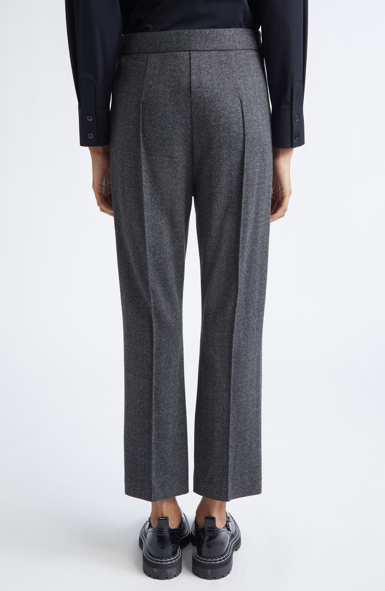 MM by Max Mara Orlanda Herringbone Tweed Pintuck Pleat Pants, Alternate, color, Black