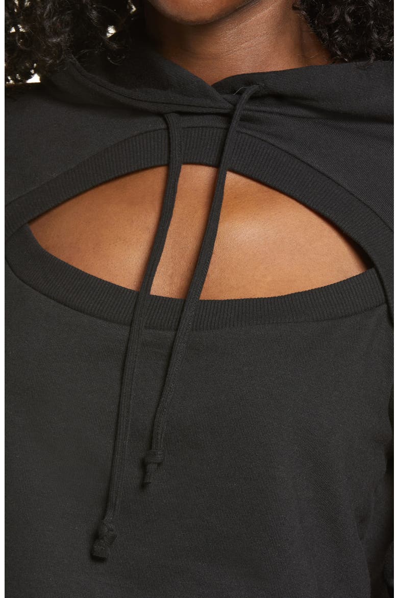 Women's Fitted Peekaboo Hoodie, Alternate, color, BLACK