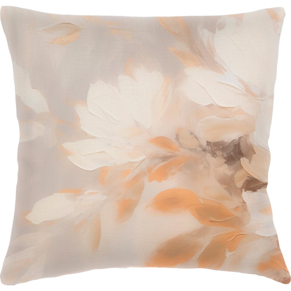 Anaya Brushstroke Floral Linen Pillow With Down Insert In Beige