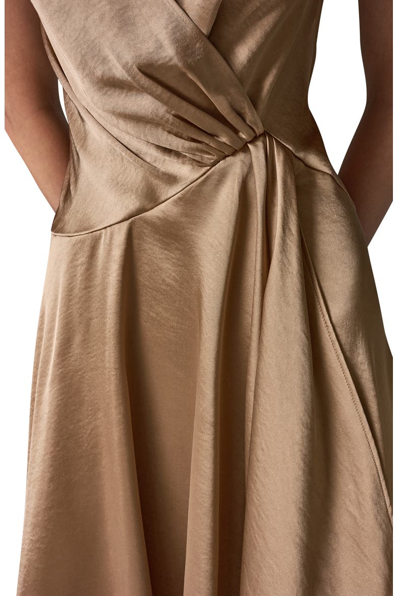 Hammered Satin Handkerchief Hem Dress, Alternate, color, CAMEL