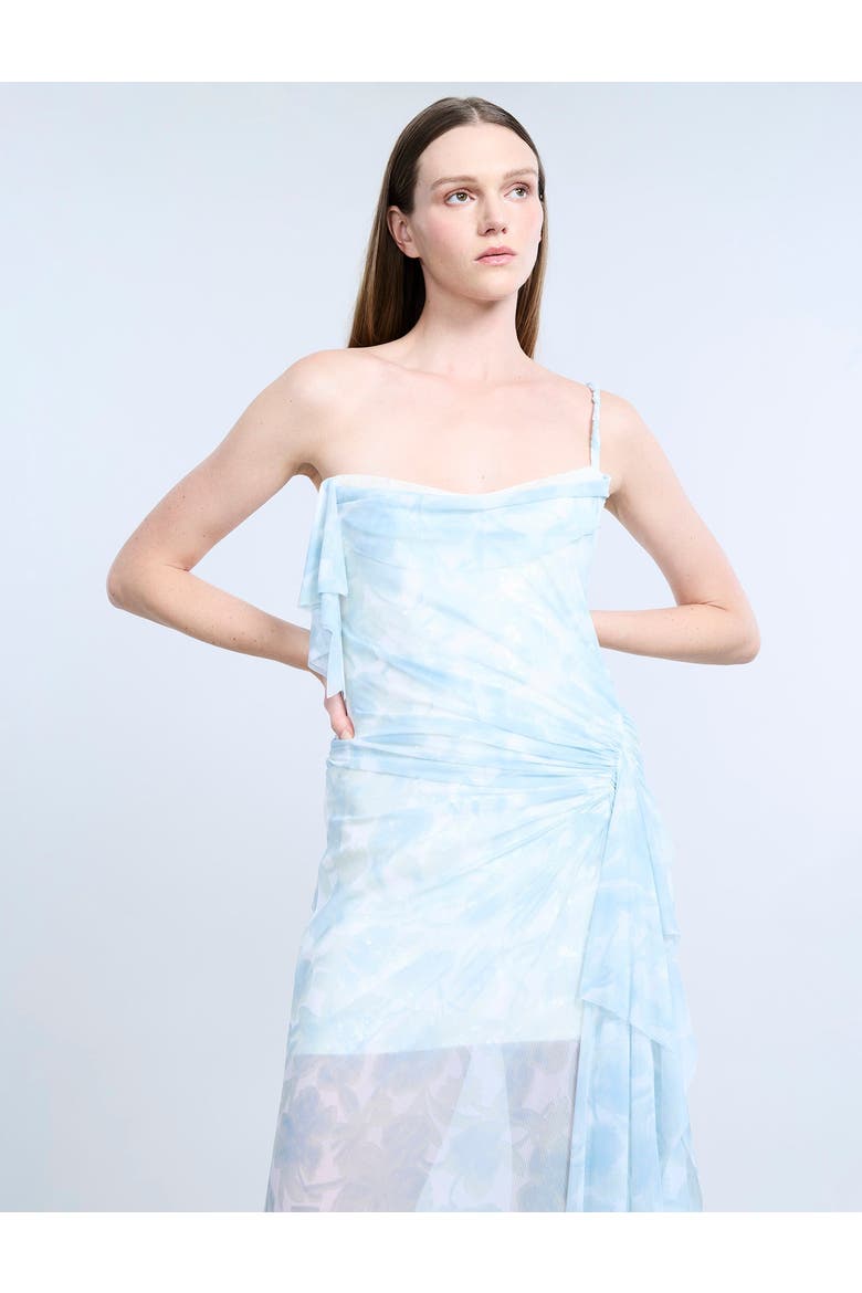 Mesh Sequin Gown, Alternate, color, Sky Floral Print