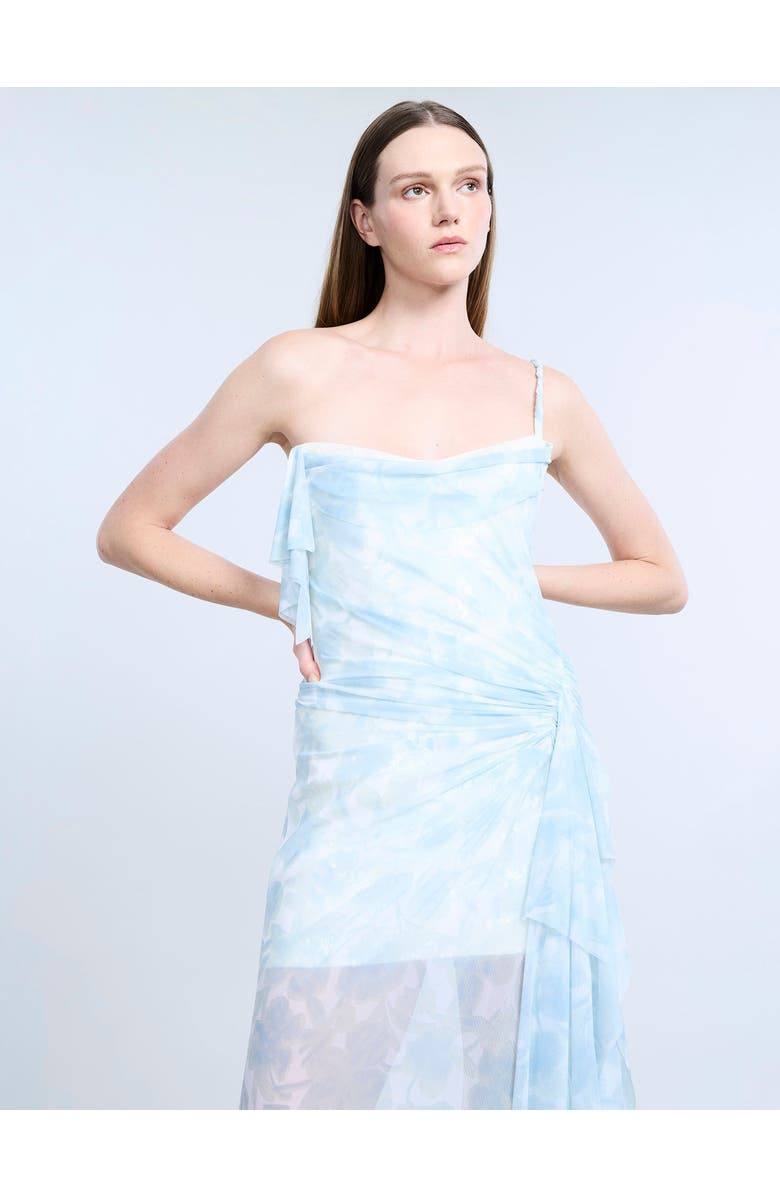 BCBGMAXAZRIA Mesh Sequin Gown, Alternate, color, Sky Floral Print