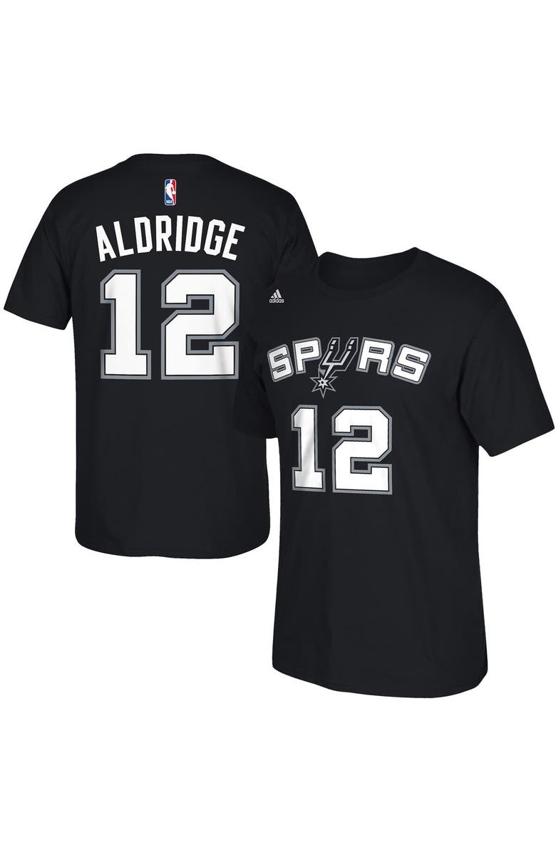 adidas Men's adidas LaMarcus Aldridge San Antonio Spurs Black Net Number T-Shirt, Main, color, 