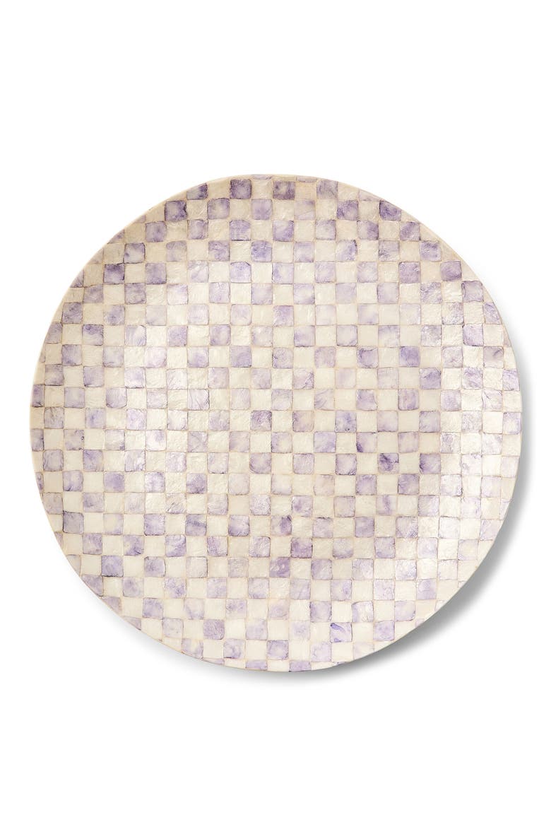 Violet Check Capiz Decorative Bowl, Alternate, color, VIOLET