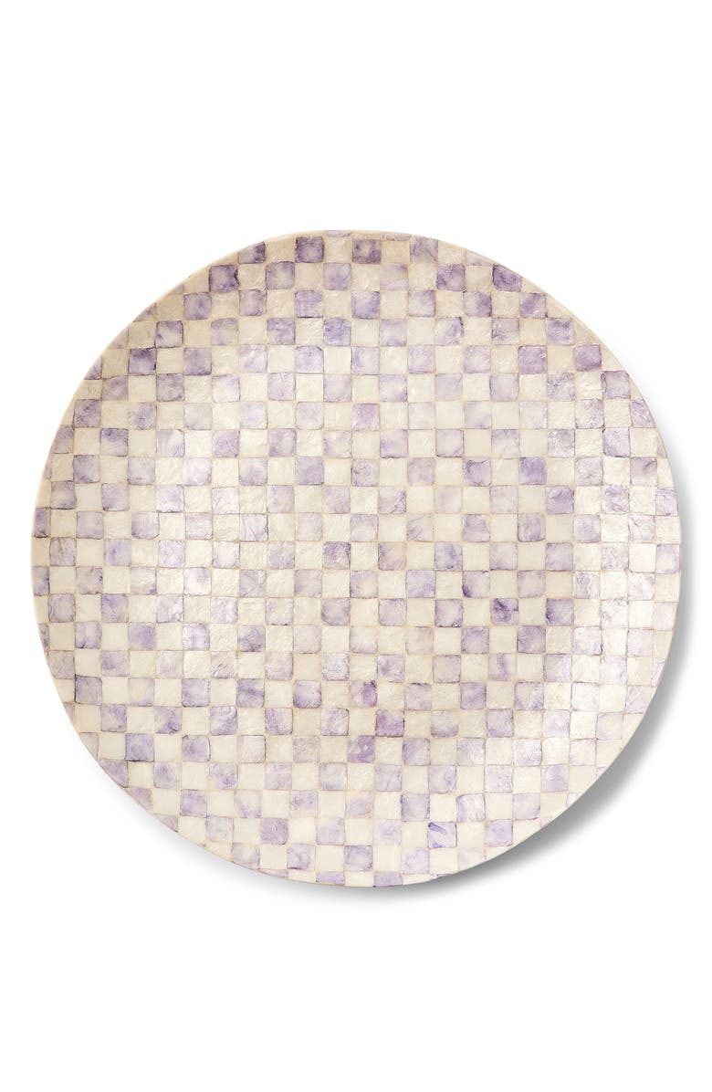 MACKENZIE CHILDS Violet Check Capiz Decorative Bowl, Alternate, color, Violet