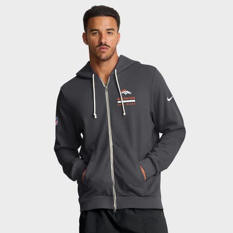 Men's Nike Anthracite Denver Broncos Sideline Standard Issue Utility Player Dri-FIT Full-Zip Hoodie