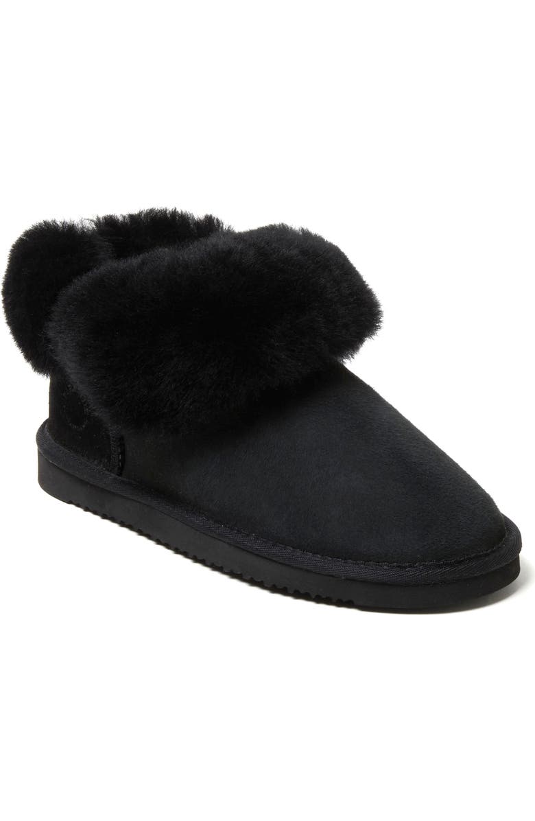 DEARFOAMS Fireside Perth Genuine Shearling Foldover Boot, Main, color, Black