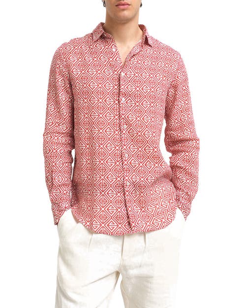 Peninsula Swimwear Geometric-pattern Shirt In Red