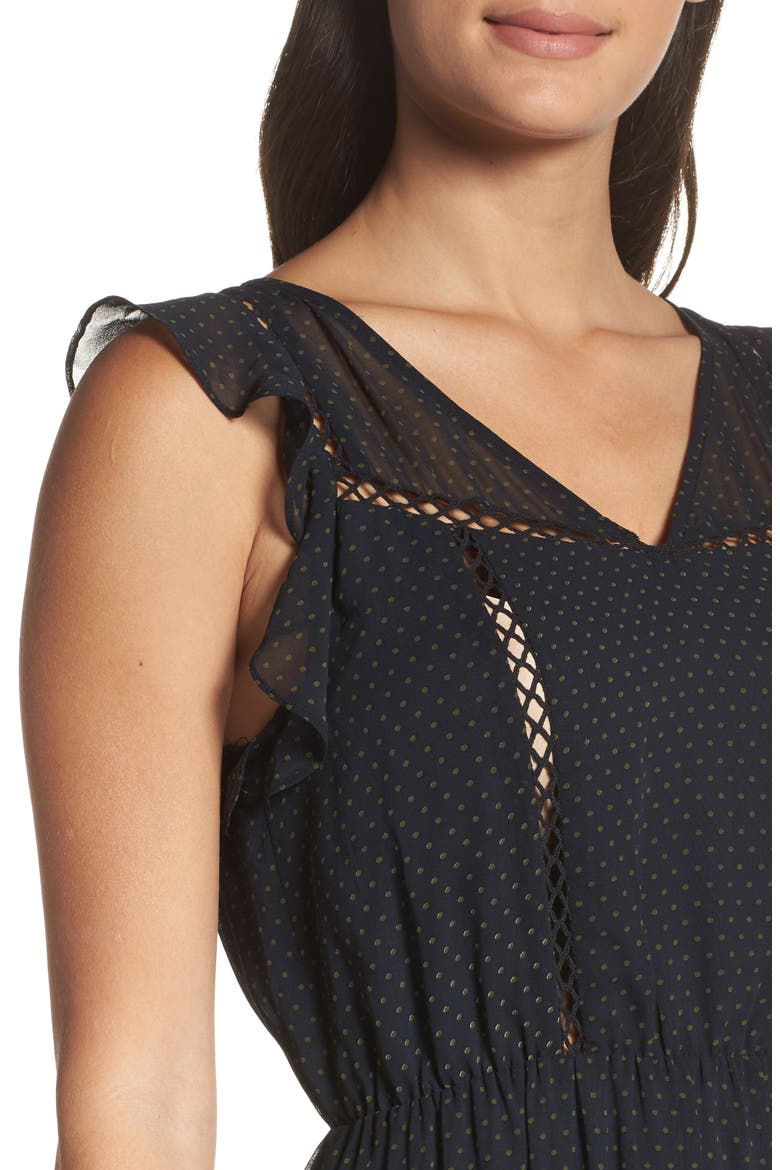 BB Dakota Carra Ruffle A-Line Dress, Alternate, color, NAVY