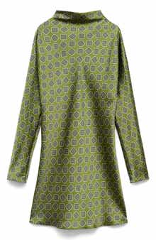 MANGO Medallion Print Long Sleeve Satin Minidress