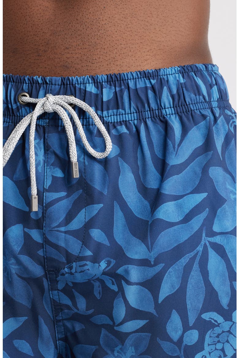 Floral & Turtle Print Water Repellent Stretch Volley Swim Trunks, Alternate, color, NAVY