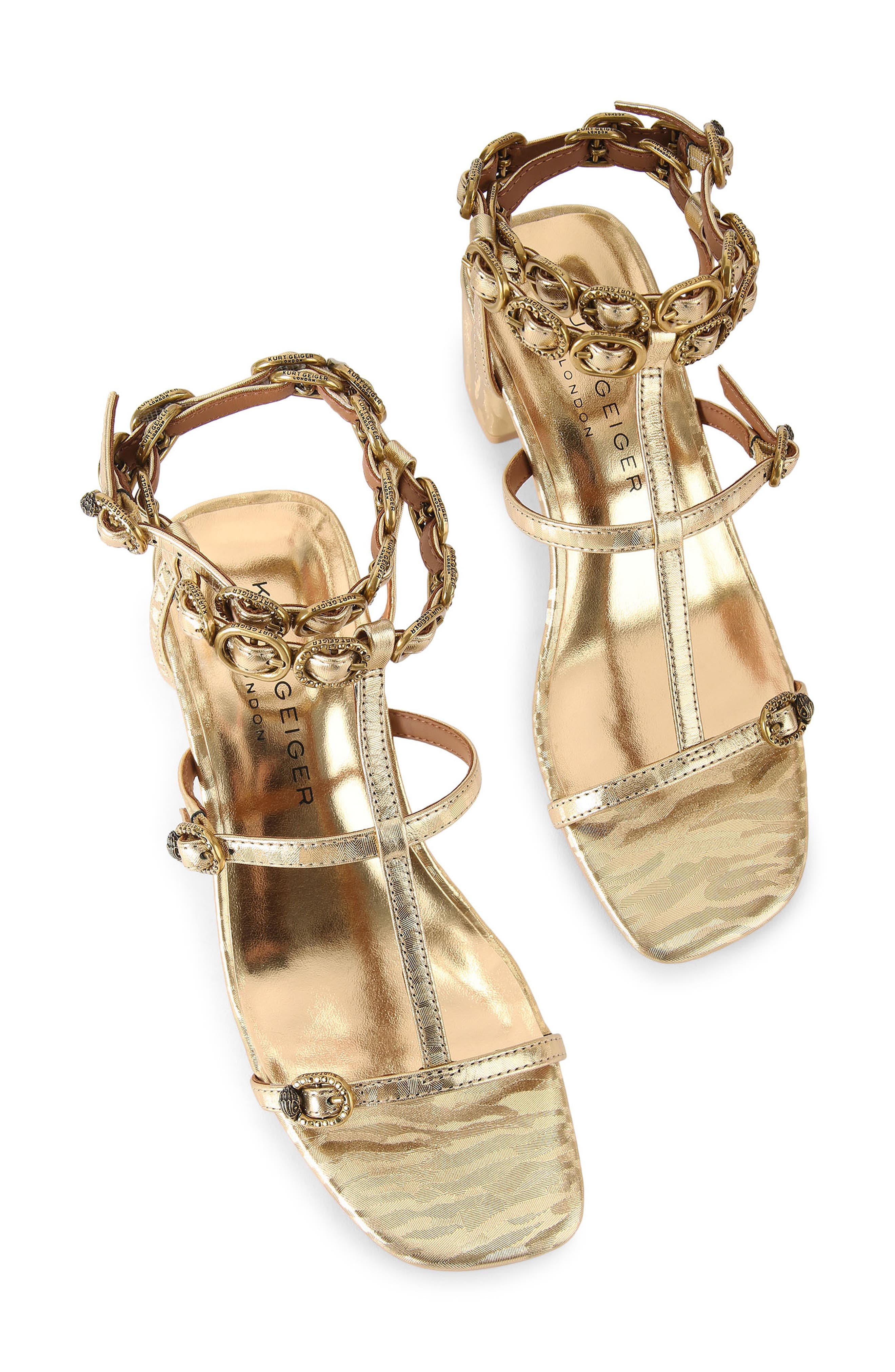 Kurt Geiger London Regent Buckle Embellished Gladiator Sandal, Alternate, color, 