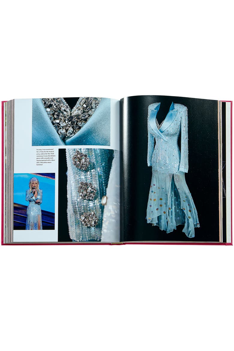 Dolly Parton Behind the Seams My Life in Rhinestones Leather Coffe Table book, Alternate, color, PINK