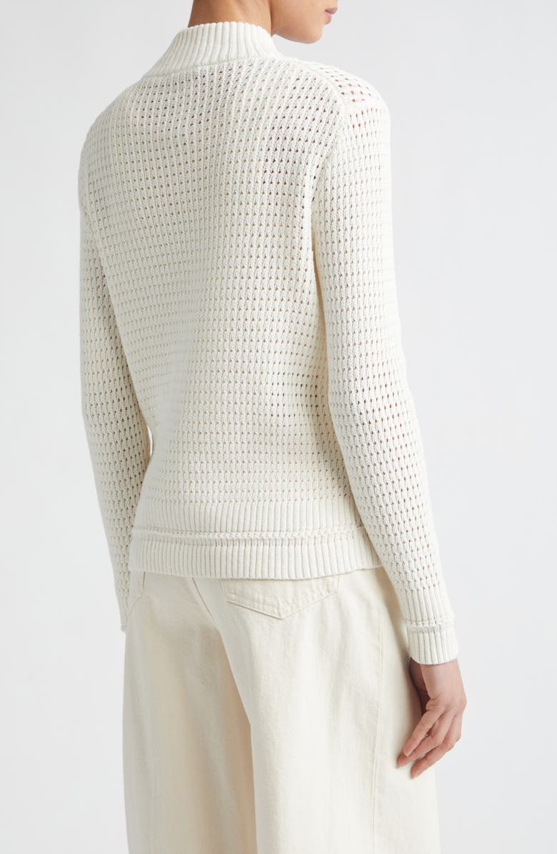 Lafayette 148 New York Open Stitch Cotton & Linen Blend Zip Cardigan, Alternate, color, Cloud