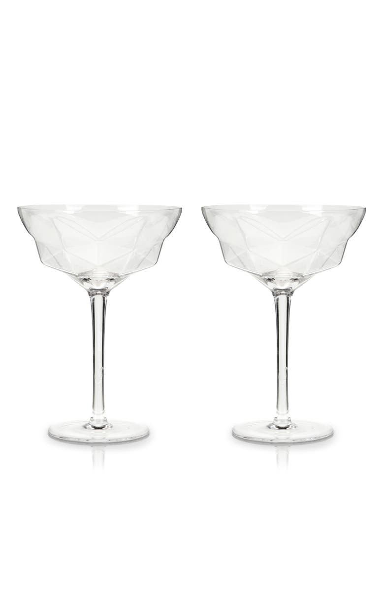 Viski Seneca Crystal Faceted Martini Glasses Set of 2, Main, color, Clear