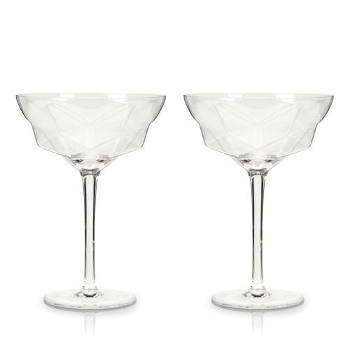 Viski Seneca Crystal Faceted Martini Glasses Set Of 2 In Clear