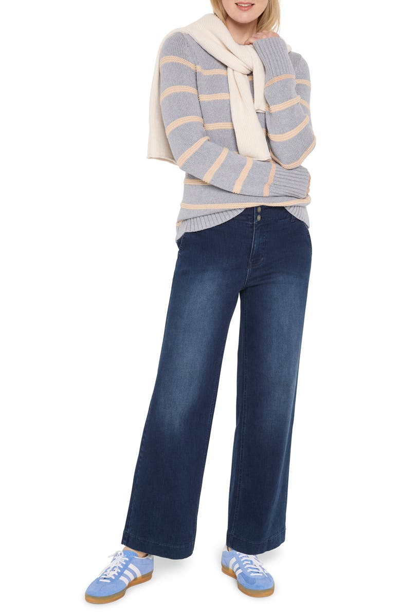 NIC+ZOE Go to Stripe Cotton Sweater, Alternate, color, Grey Multi