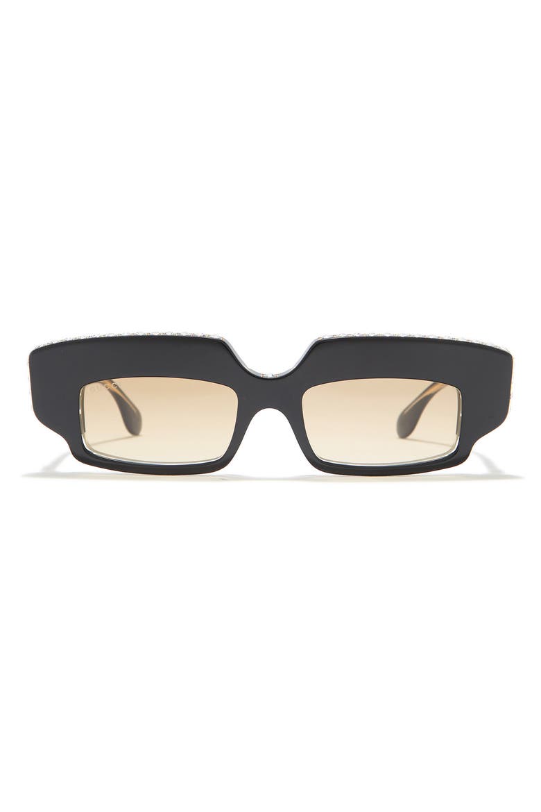 50mm Rectangular Sunglasses, Main, color, BLACK