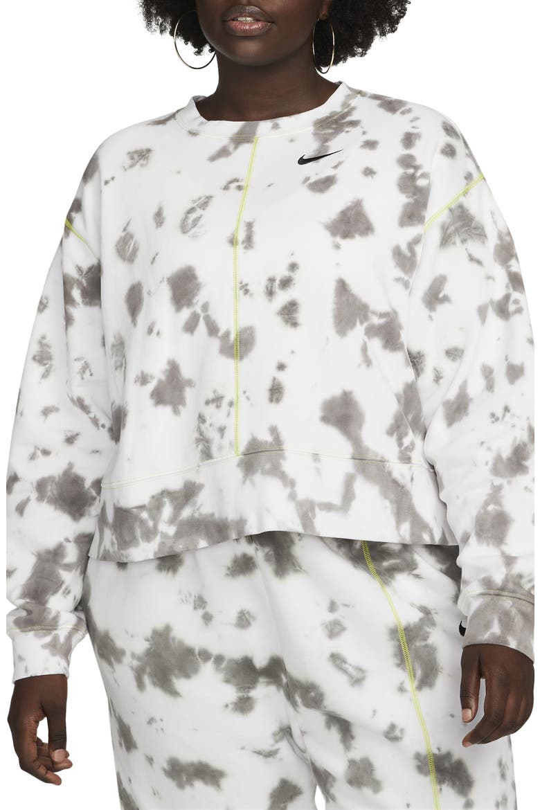 Sportswear Tie Dye Fleece Sweatshirt, Main, color, FLAT PEWTER/ BLACK