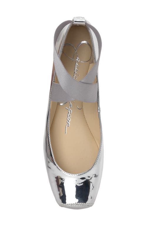Jessica Simpson Mandayss Ankle Strap Ballet Flat In Silver
