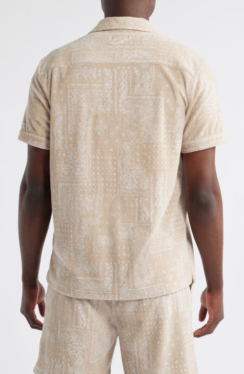 Rails Maverick Bandana Print Textured Knit Camp Shirt In Neutral