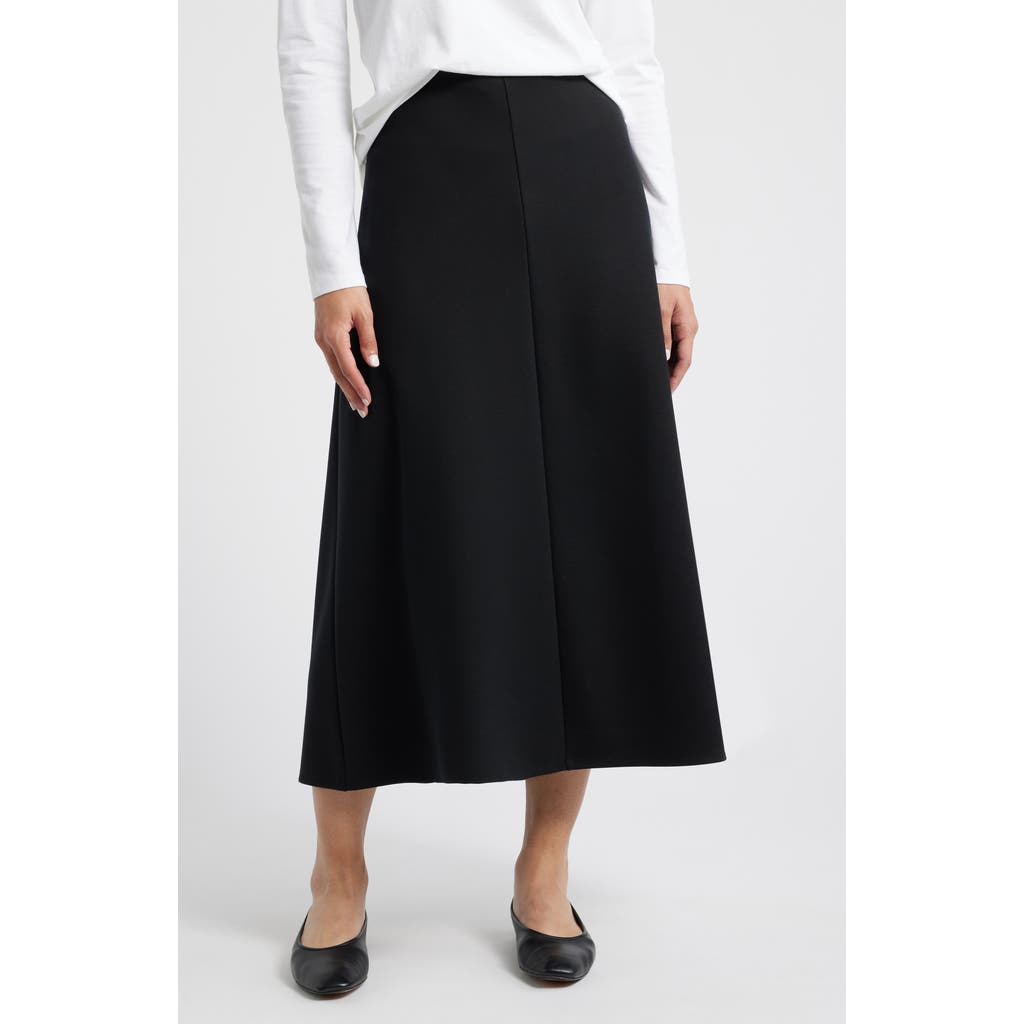 Eileen Fisher Wool Midi A-line Skirt In Black