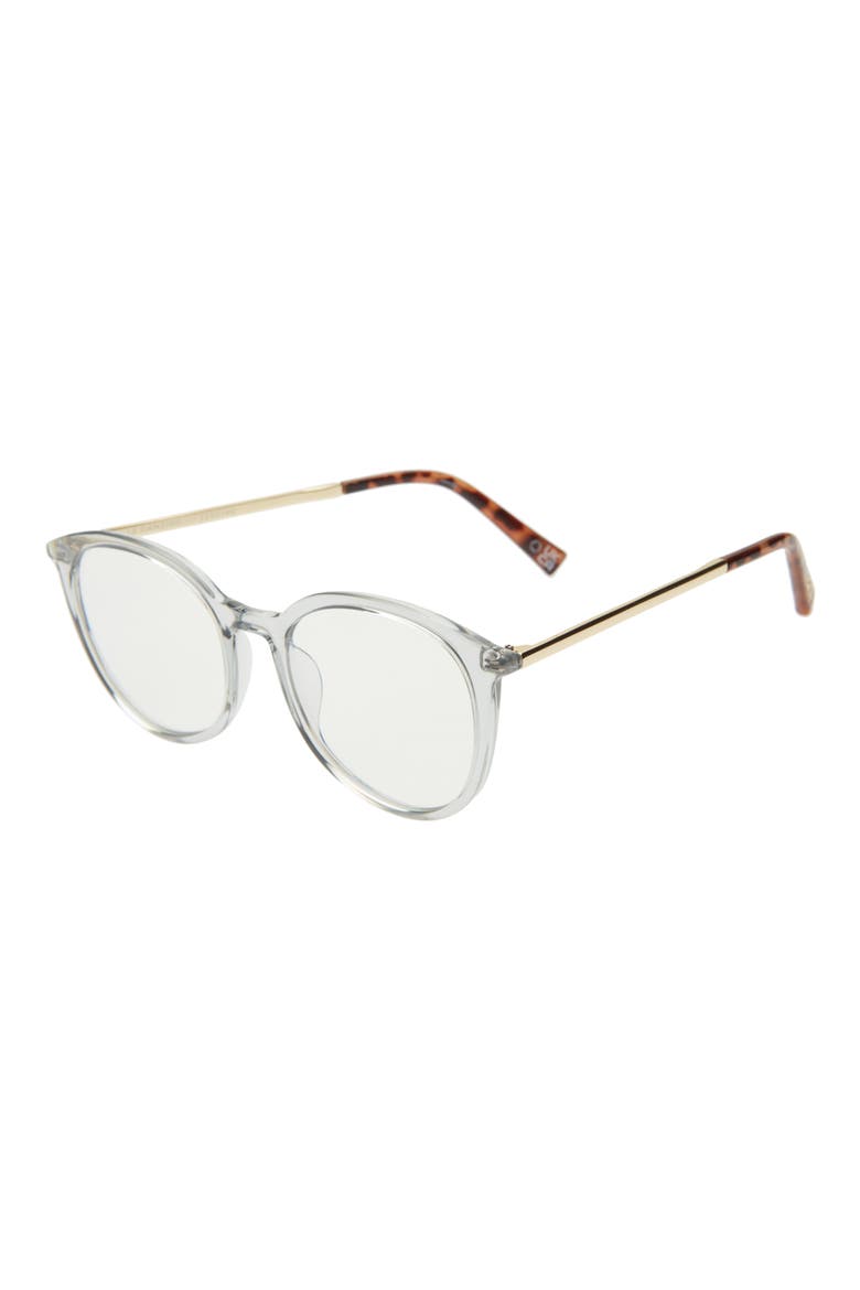 Le Danzing 52mm Round Blue Light Blocking Glasses, Alternate, color, GREY/ GOLD/ ANTI BLUE LIGHT