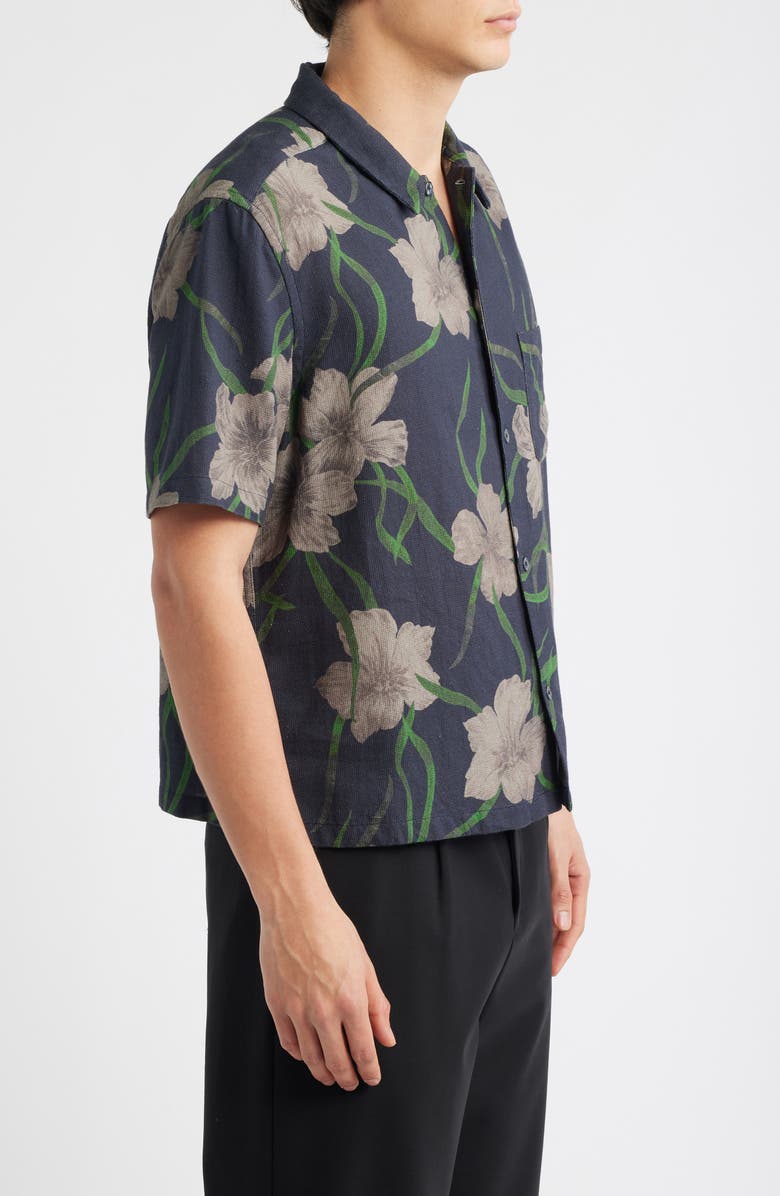 AllSaints Climber Short Sleeve Button-Up Shirt, Alternate, color, Jet Black