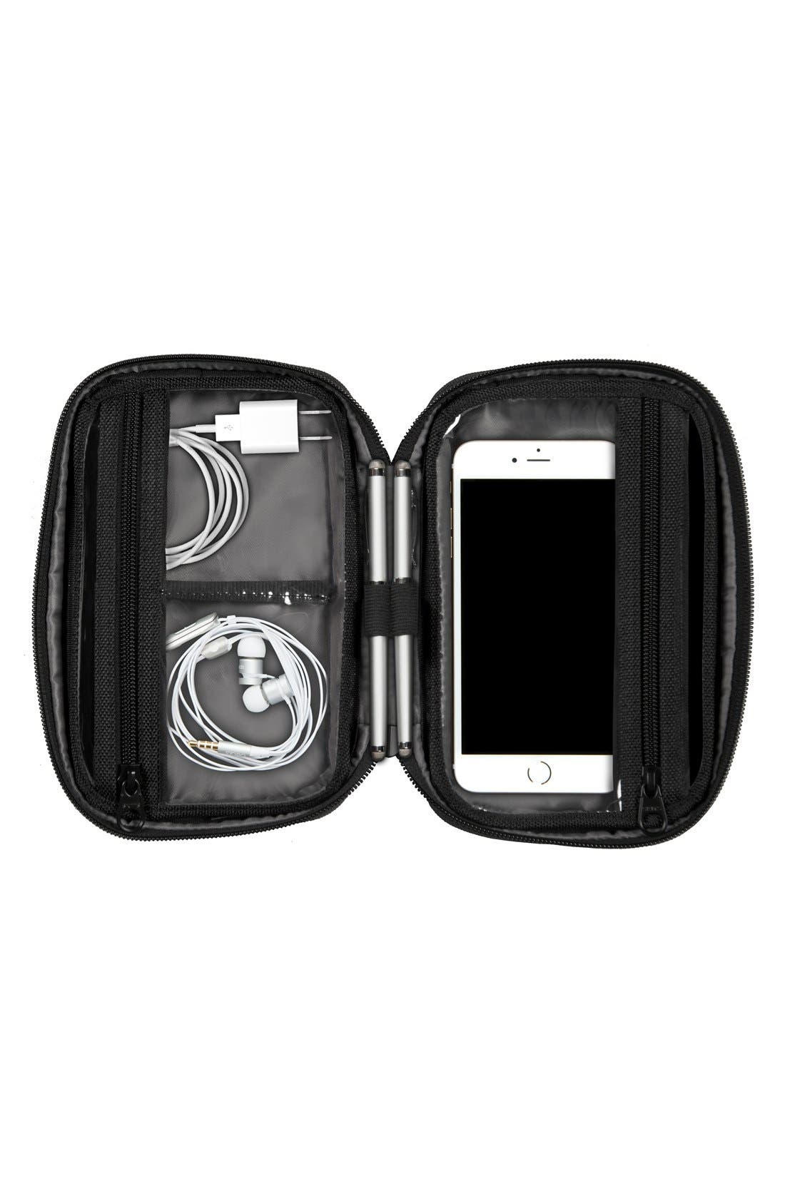 Providence Clever Leather Compact Tech Bag, Alternate, color, BLACK