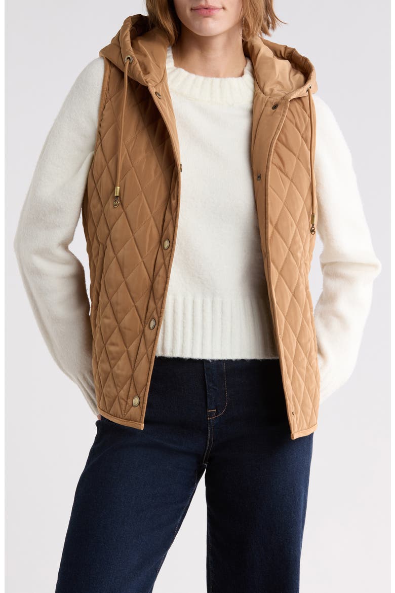 Quilted Hooded Vest, Alternate, color, DK CAMEL