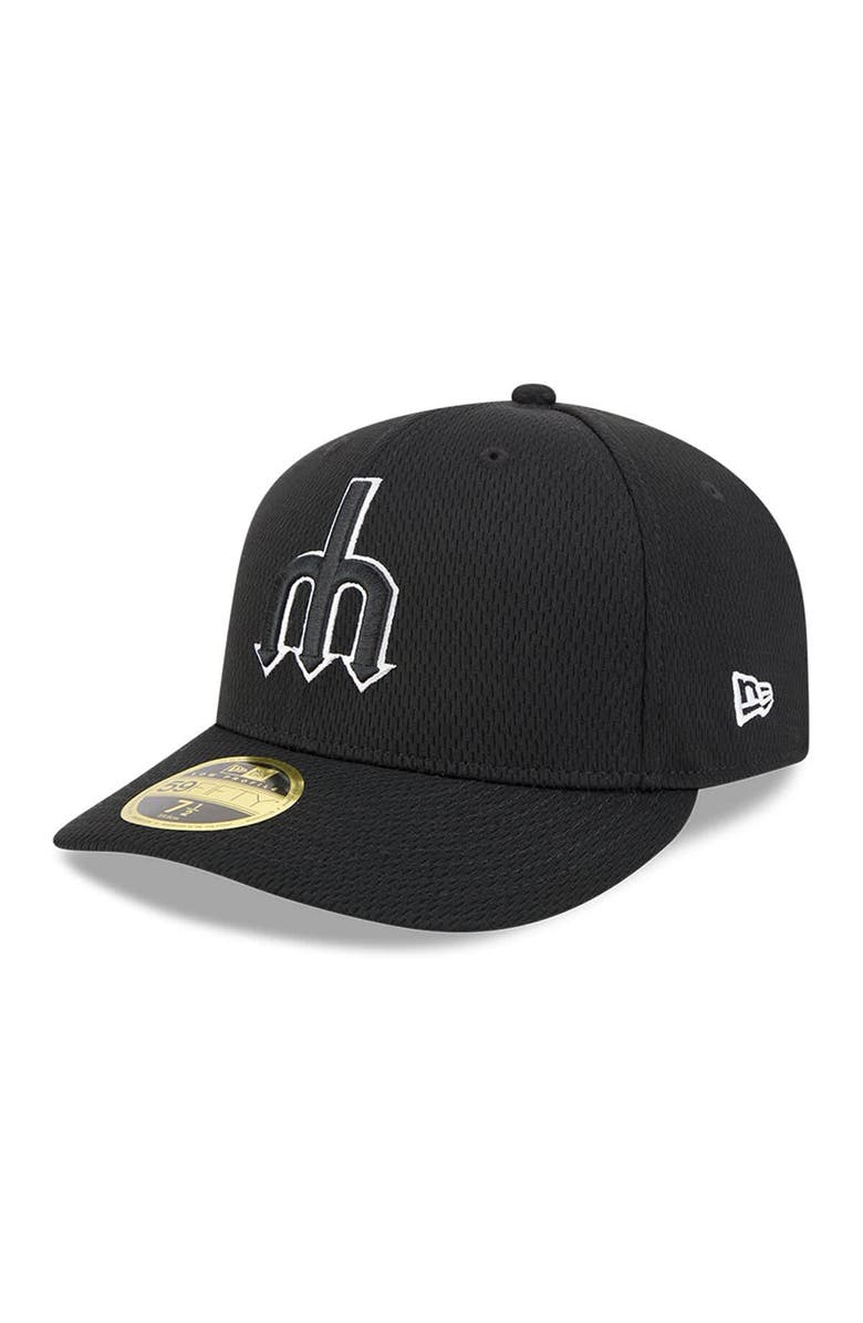 New Era Men's New Era Black Seattle Mariners 2025 MLB Clubhouse Low Profile 59FIFTY Fitted Hat, Main, color,