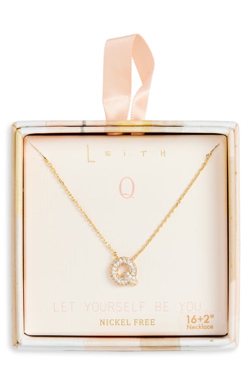 Leith Cubic Zirconia Initial Pendant Necklace In Q- Clear- Gold
