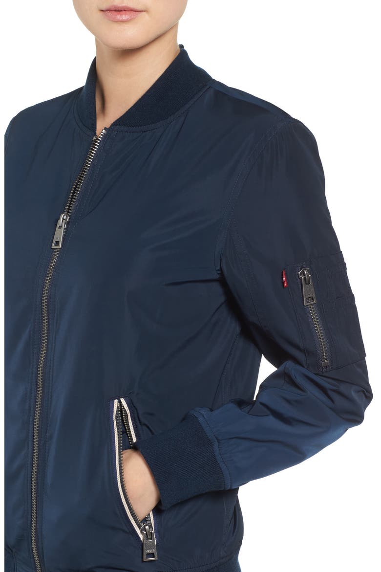 MA-1 Satin Bomber Jacket, Alternate, color, NAVY
