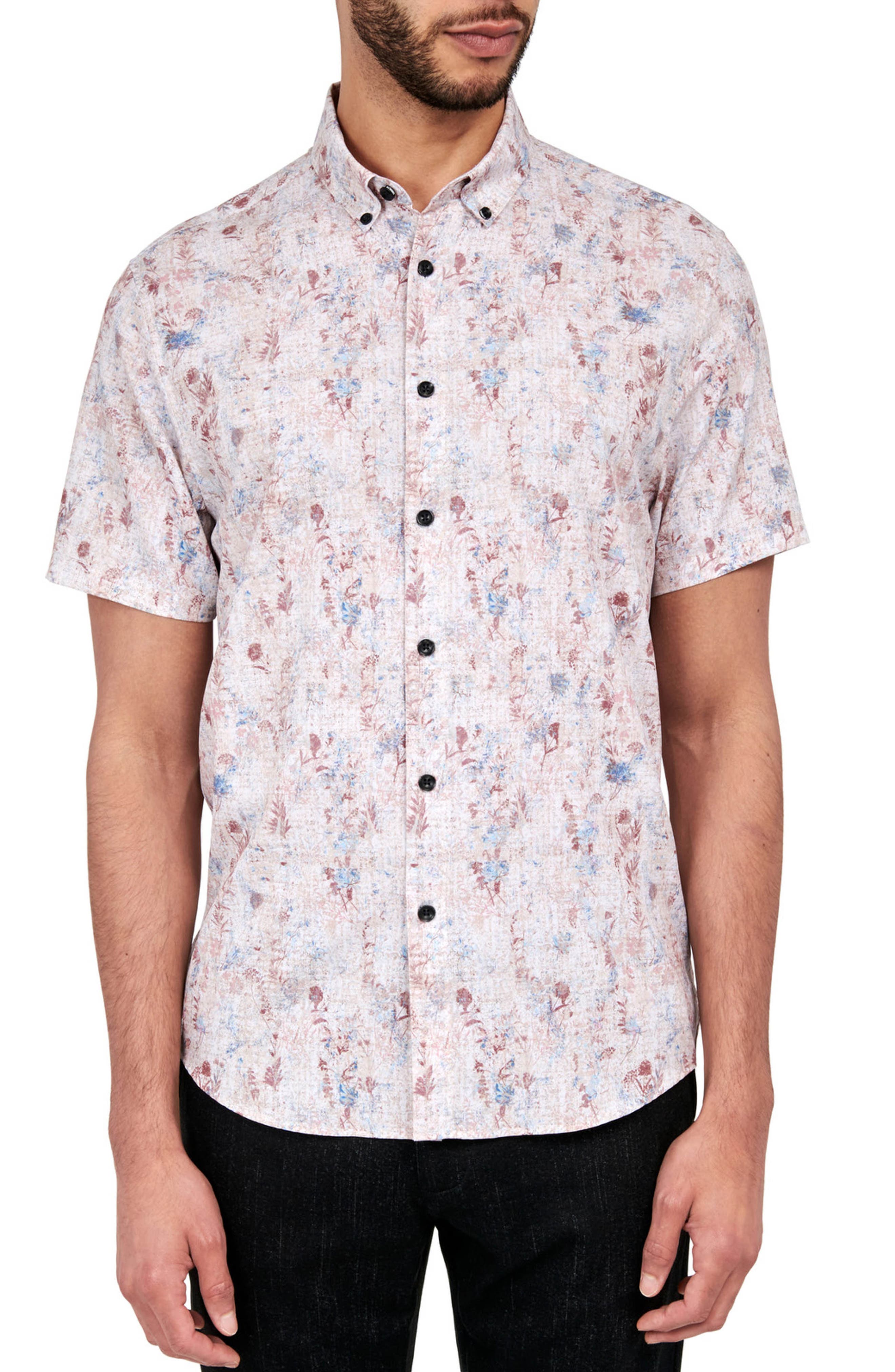 Brooklyn Brigade Barlow Vintage Floral Performance Short Sleeve Button Down Shirt