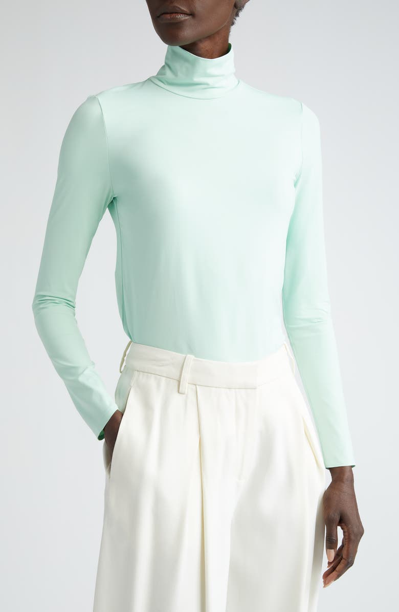 St. John Collection Nuda Jersey Turtleneck Top, Main, color, 