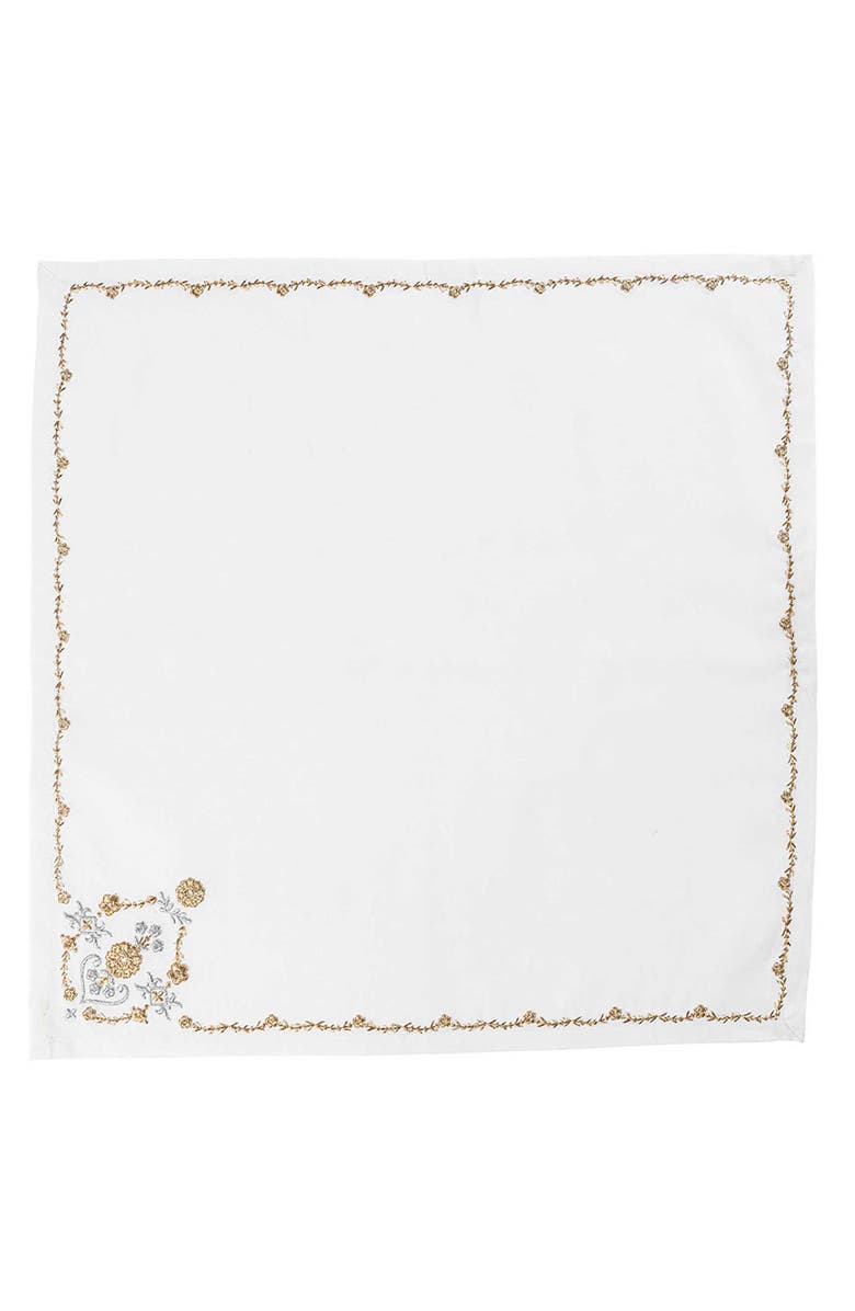 Juliska Heidi Set of 4 Embroidered Napkins, Alternate, color, Gold/ Silver