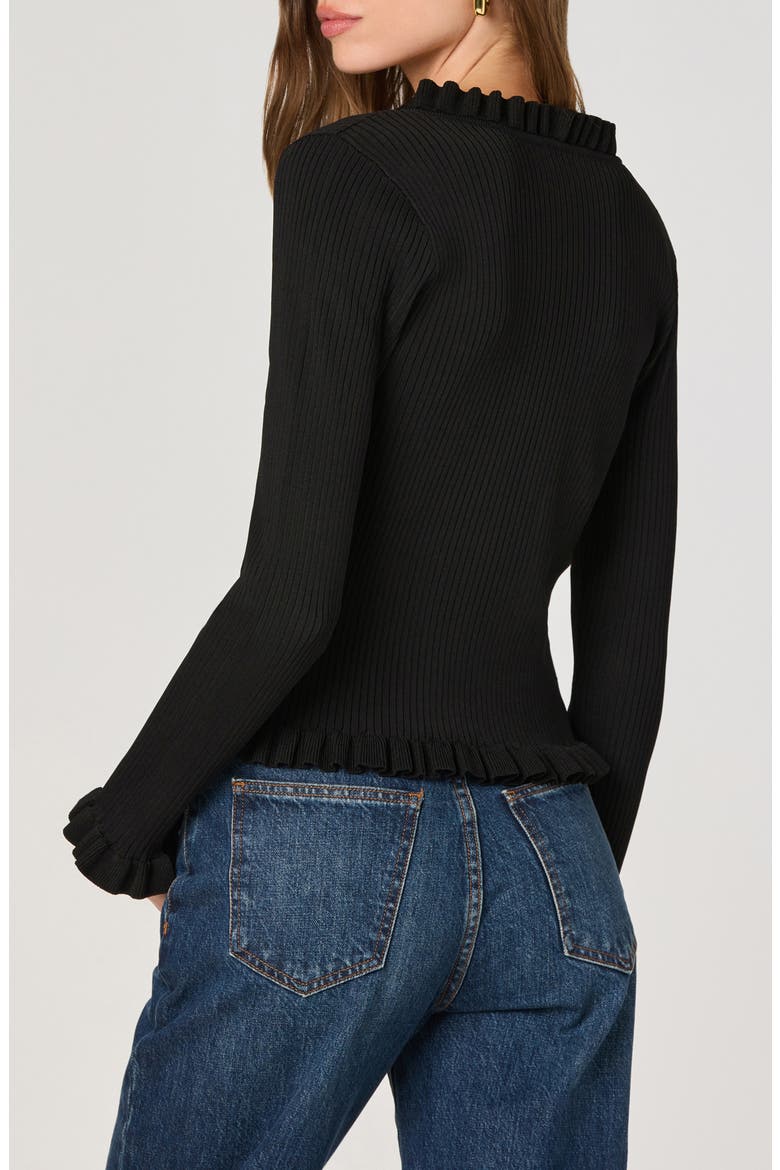 Ruffle Hem Button-Up Cardigan, Alternate, color, BLACK