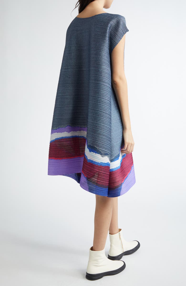 Pleats Please Issey Miyake Grainy Colors Pleated Shift Dress, Alternate, color,