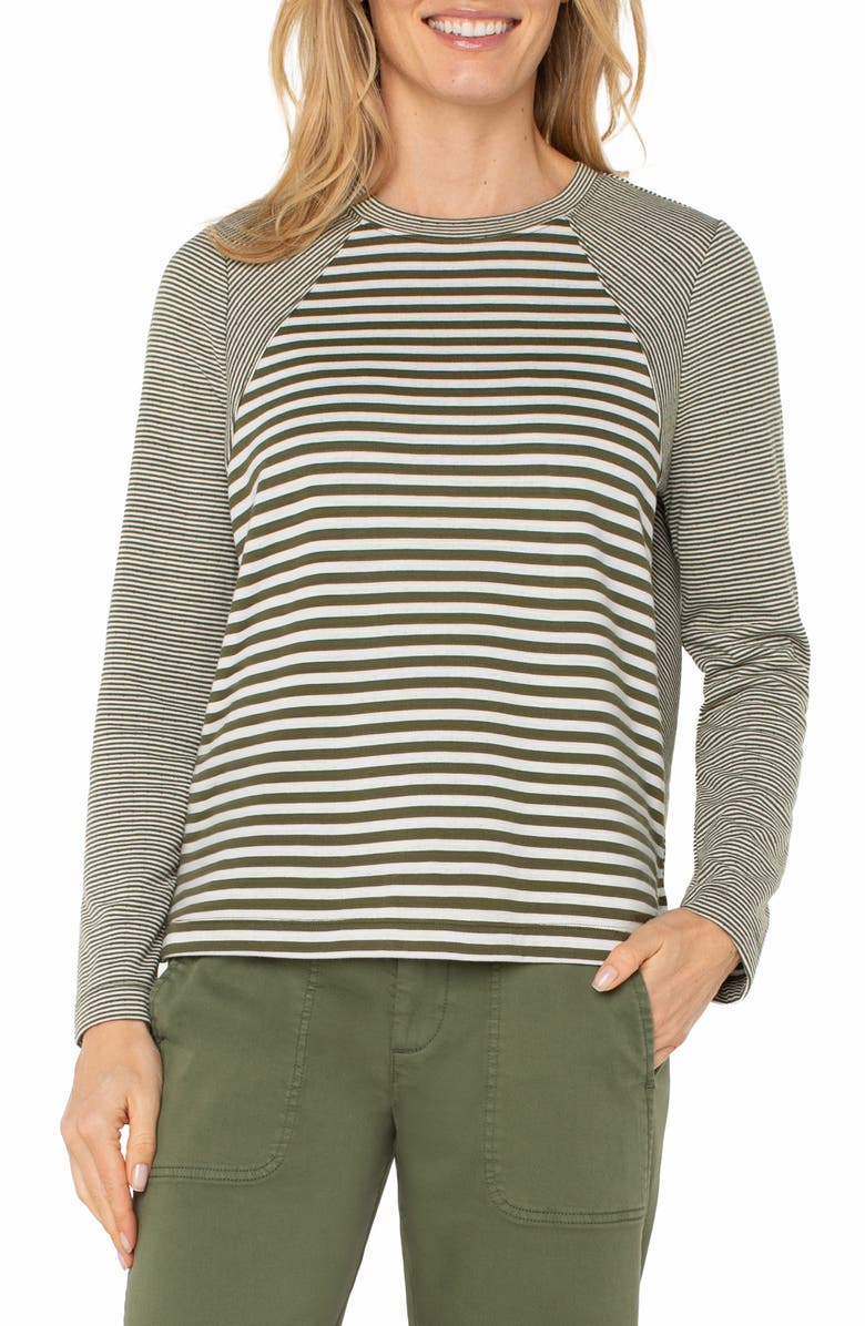 Liverpool Los Angeles Mixed Stripe Long Sleeve Double Knit Jersey Top, Alternate, color,