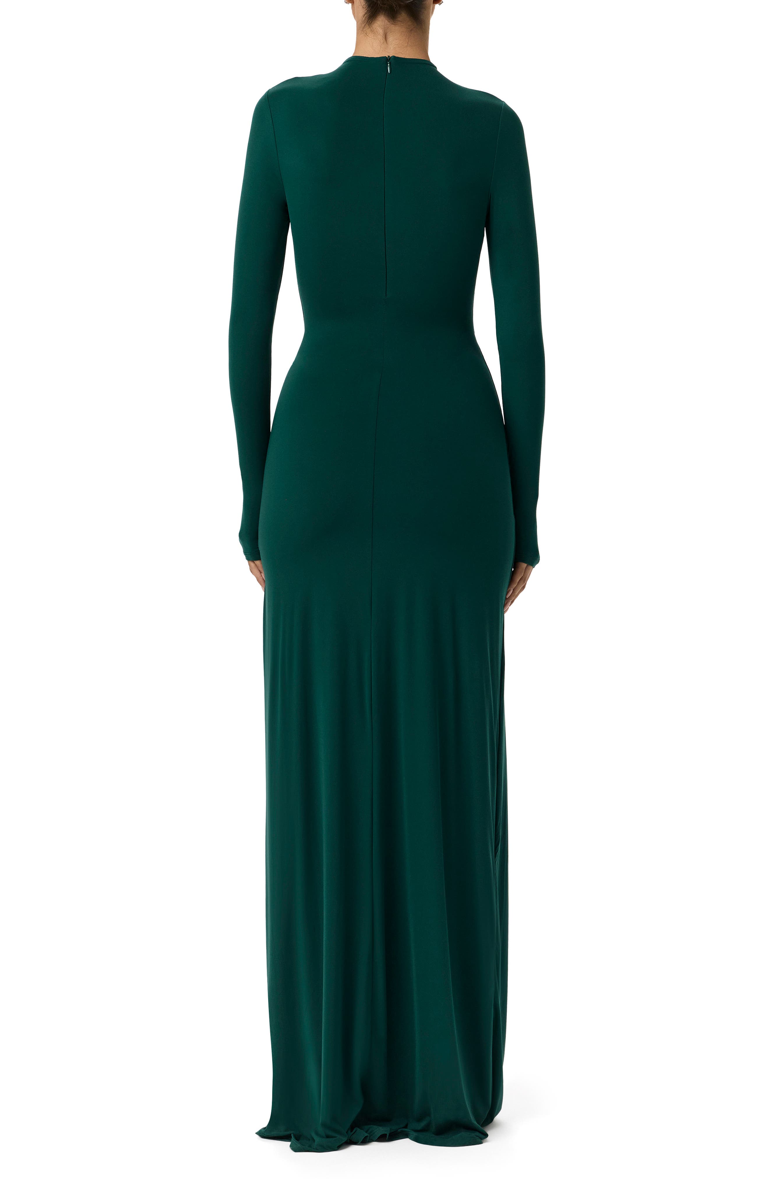 Draped Tie Turtleneck Long Sleeve Maxi Dress - image 2
