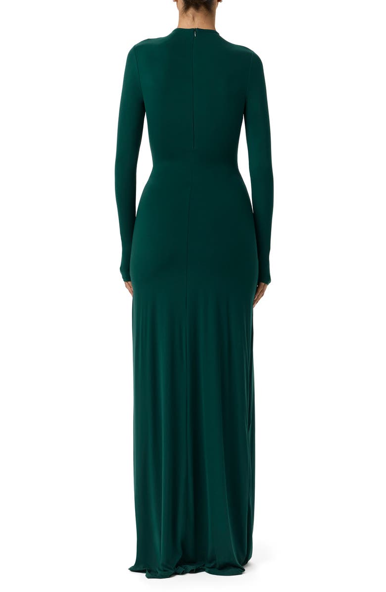 Naked Wardrobe Draped Tie Turtleneck Long Sleeve Maxi Dress, Alternate, color, Emerald