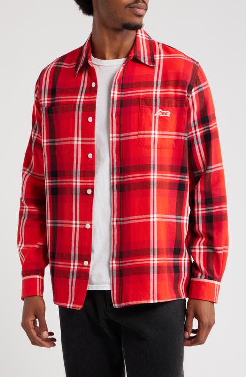 Icecream Jack Plaid Cotton Graphic Button-up Shirt In Red