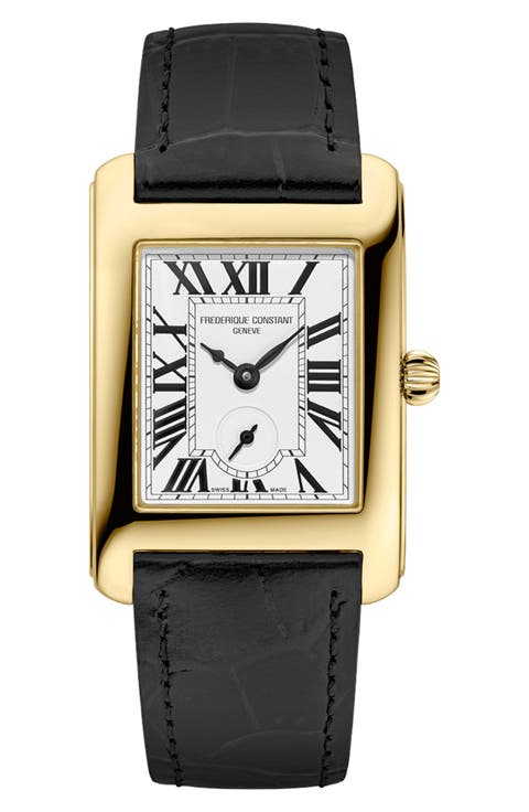 Classics Carrée Small Seconds Leather Strap Watch, 36mm x 25.2mm